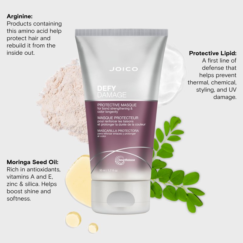 Joico Defy Damage Protective Masque | For Color-Treated Hair | Strengthen Bonds & Preserve Hair Color | With Moringa Seed Oil & Arginine | 1.7 Fl Oz