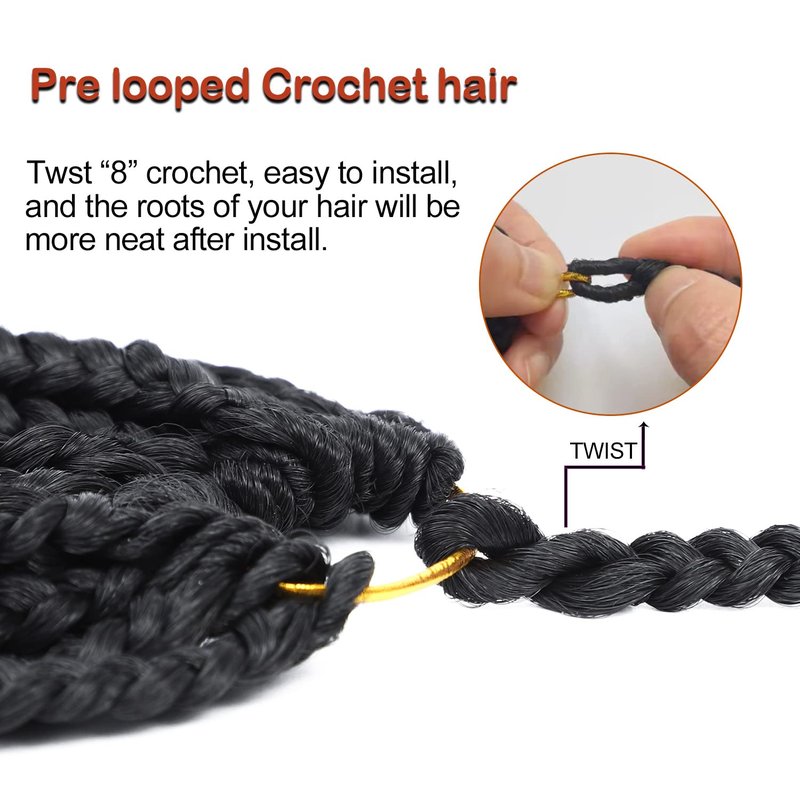 Box Braid Crochet Hair 20 Inch Crochet Box Braids Pre Looped Crochet Braids for Black Women Soft Medium Size Braided Hair Extension 1B Black Color 6 Packs Chicmoi (1B, 20 inch box braids 6 Packs)