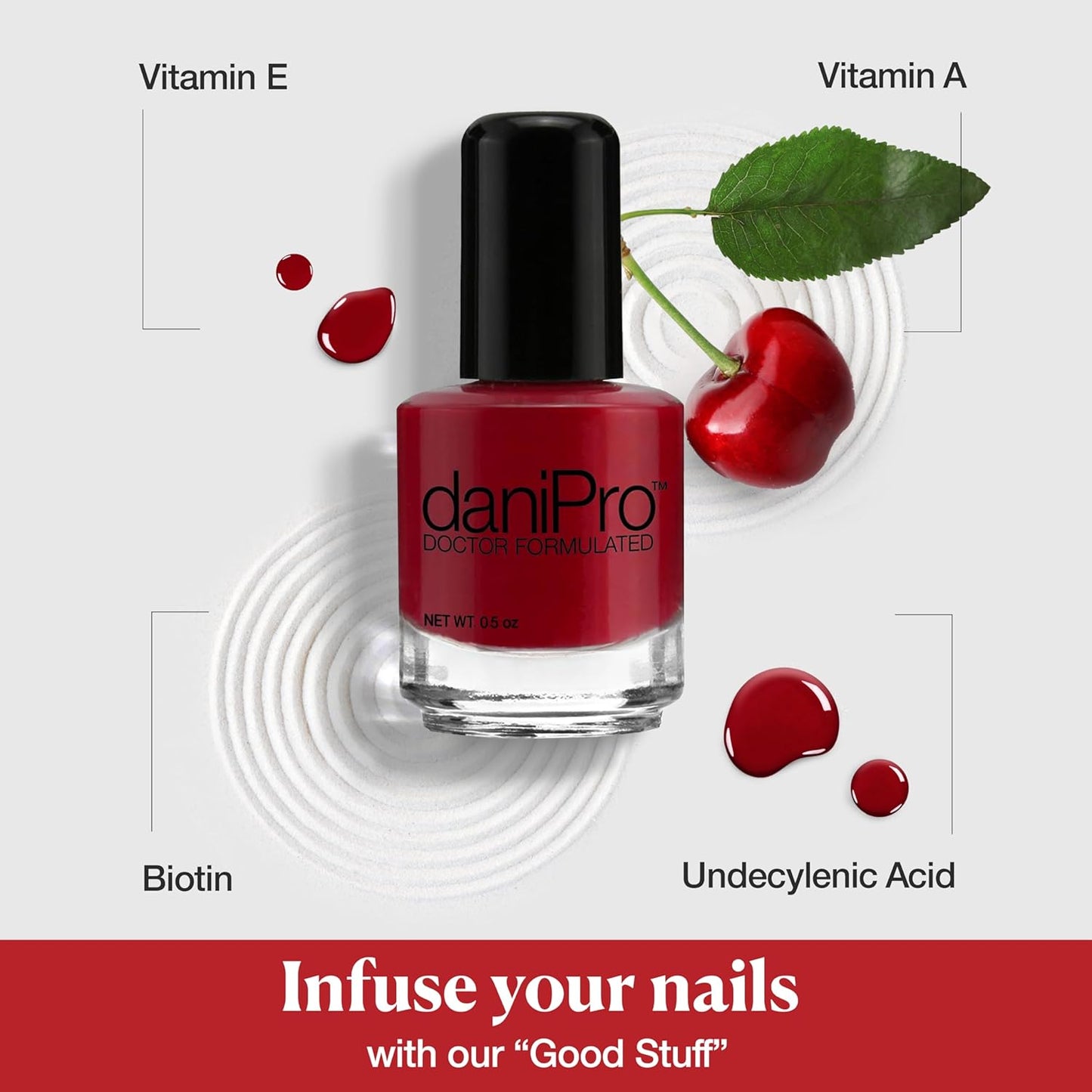 DaniPro Nail Polish - Always Be True Deep Red | Vegan Formula with Biotin & Vitamins, 0.5 oz