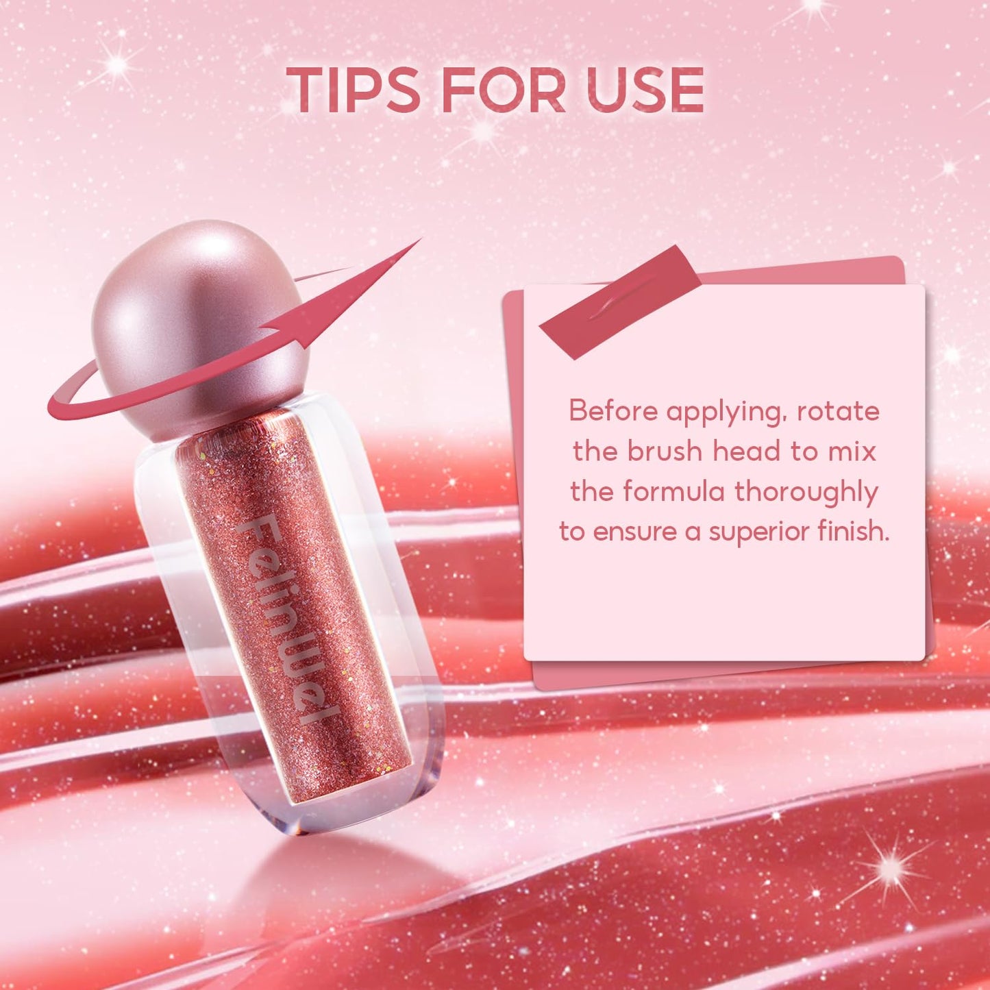 FelinWel Super Sparkly Lip Gloss, Shining and Nourishing, Fresh Texture, Buildable Formula, One for Multipurpose, 03# Cherry Glaze
