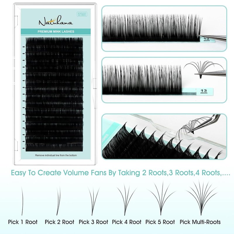 Classic Volume Eyelash Extensions - 0.05mm C Curl Soft Individual Lashes | 9mm Length, 16 Rows for Professionals