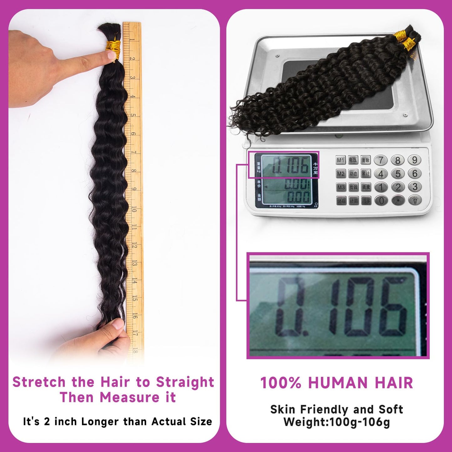 Topnormantic Human Braiding Hair for Boho Braids, 12A Boho Hair for Braiding Knotless Curly Natural Black 18 Inch 100g Unprocessed Brazilian Virgin Human Hair Bulk Tangle-Free Deep Wave Bohemian Braid