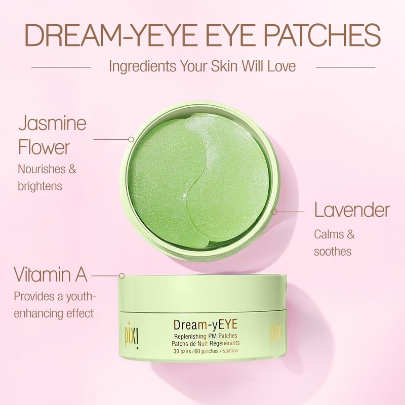 Pixi Beauty Dream-yEYE Calming Hydrogel Under Eye Patches | Vitamin A and Jasminie Help Hydrate and Smooth Under Eyes | 30 pairs / 60 Patches