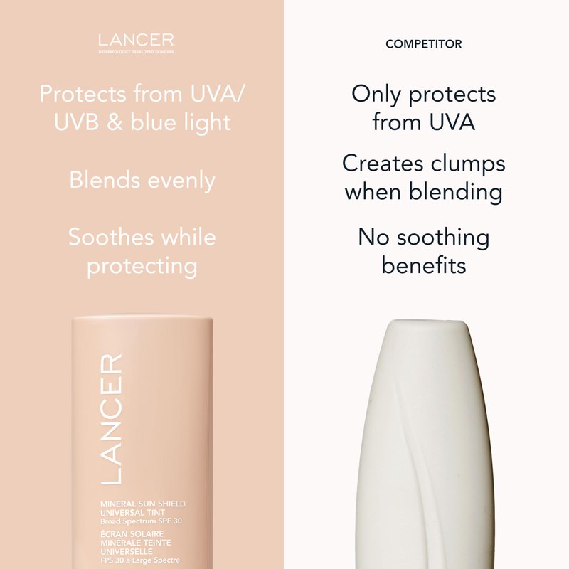Lancer Skincare Mineral Sun Shield Universal Tint Broad Spectrum SPF 30 Sunscreen, 2 Fl Oz