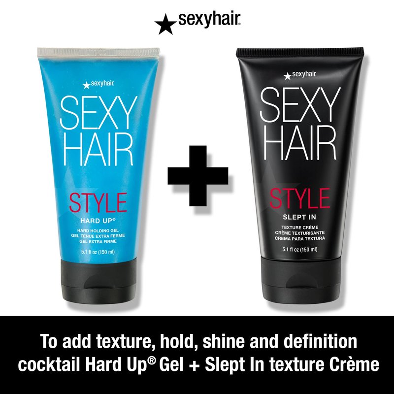 SexyHair Hard Up & Slept In - Hard Holding Gel & Texture Crème Bundle, 5.1 oz