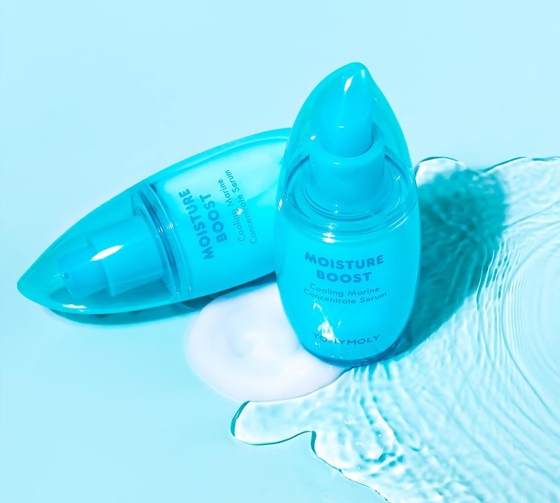 TONYMOLY Moisture Boost Hydrating Serum – Cooling Marine Concentrate with Chlorella, Seaweed & Niacinamide, Lightweight Face Moisturizer, 3 oz