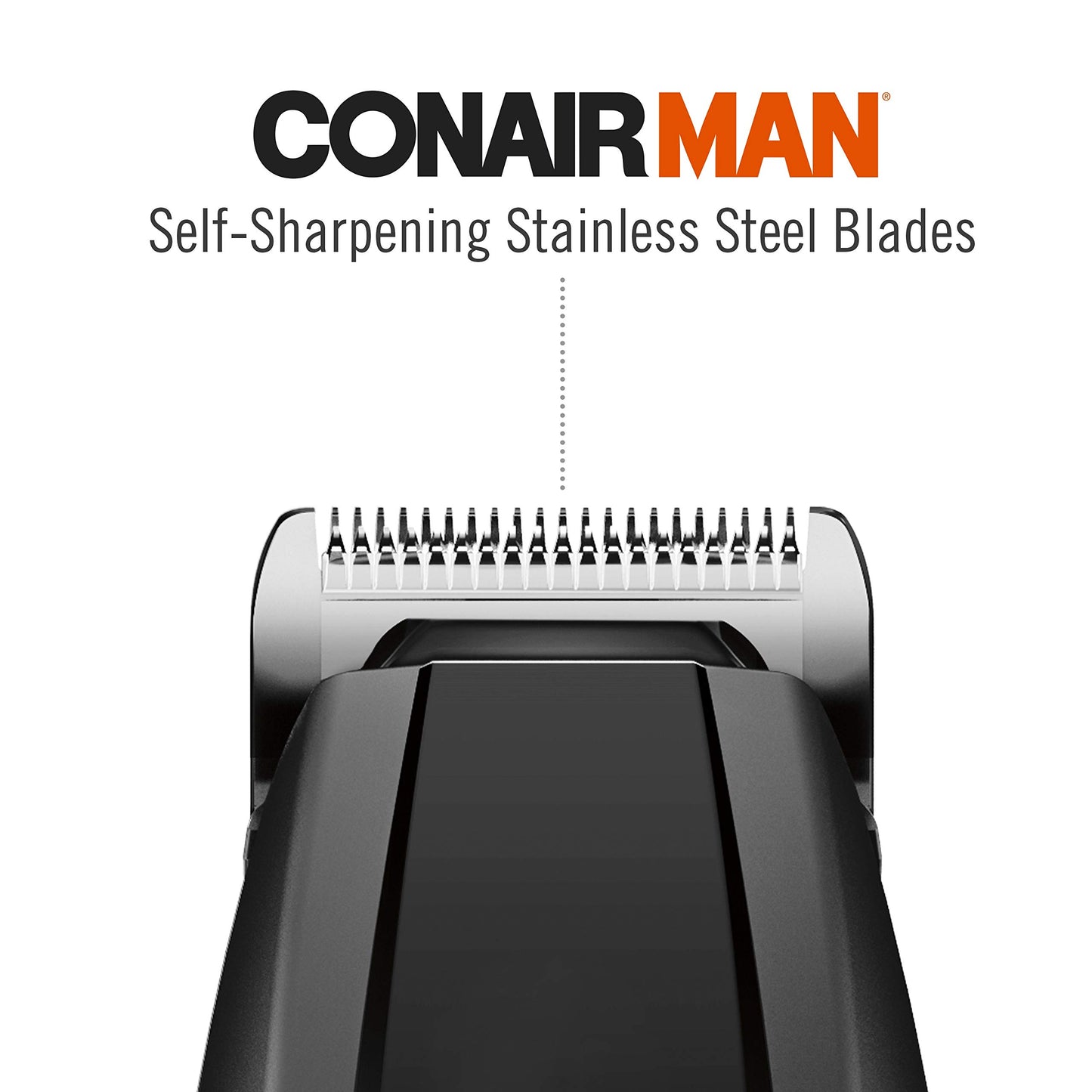 ConairMAN All-in-One Beard Trimmer for Men, Includes Nose and Ear Hair Trimmer, with 5-Position Comb Attachment, 4 piece Men's Grooming Kit, Battery Operated