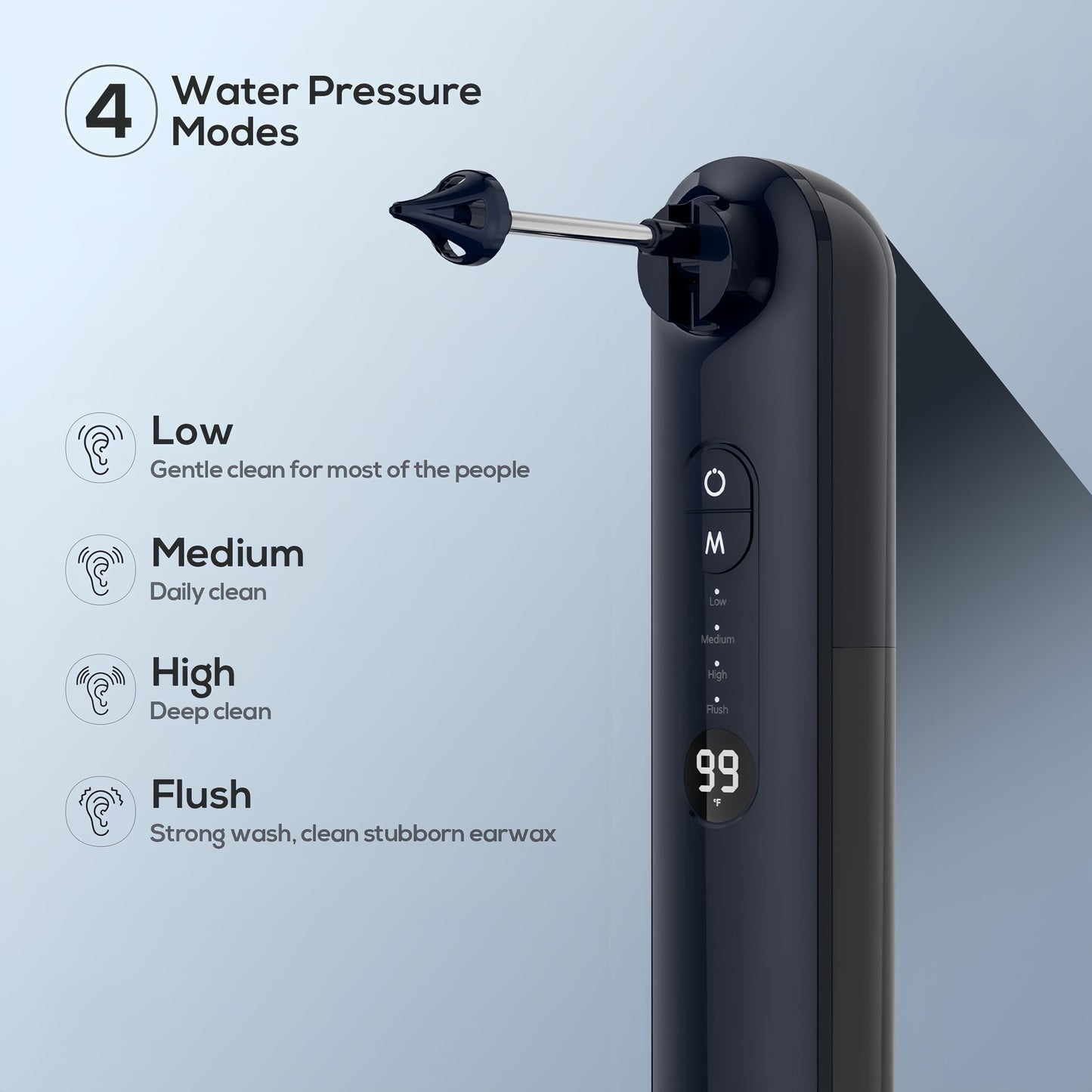 Oleswer Ear Wax Removal, Ear Cleaner, Safe Ear Wax Removal Kit, 4 Modes-Ear Irrigation Flushing System, Ear Cleaning Kit - IPX7 Waterproof (Blue)