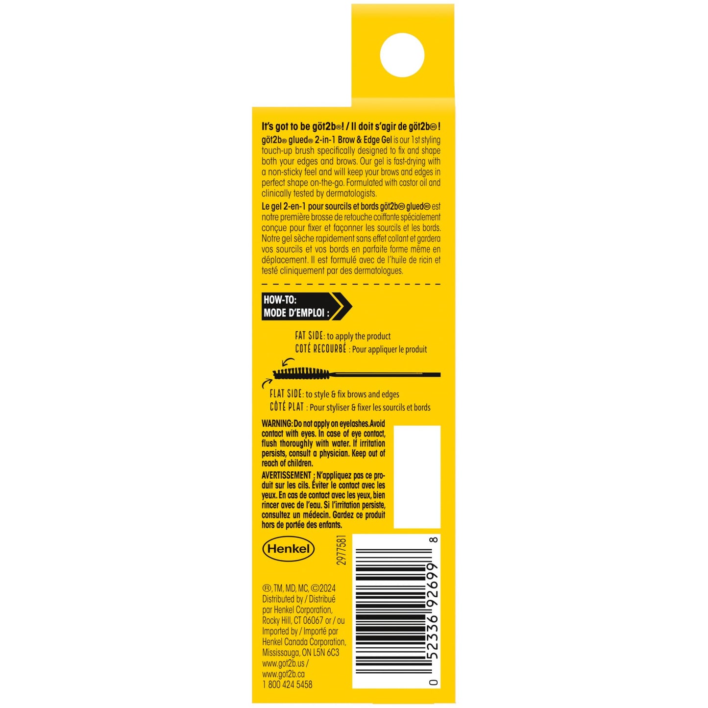 got2b Glued 2-in-1 Brow & Edge Gel, Strong Hold, Clear Finish