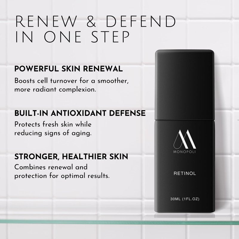 Monopoli Skin Retinol Serum | Revitalize, Youthful Complexion | EGT for Enhanced Skin Protection | Ideal for Men and Women Seeking Rejuvenation | Single 30ml