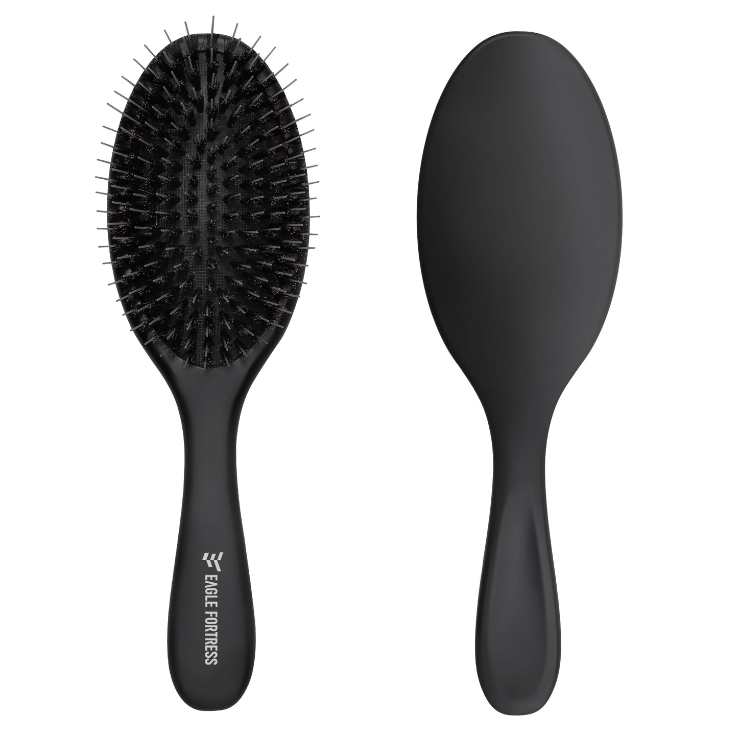 Boar Bristle Brush for Women, Men & Kids, Detangling Brush for Thick, Thinning, Dry or Wet Hair with Nylon Pins, Smooth & Shine Brush for Long Styles and Extensions – Black