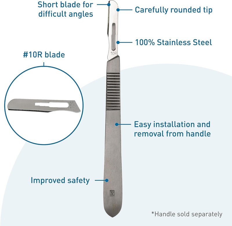 Dermaplaning Blades #10R - Stainless Steel Disposable Scalpel Blades | 100 PCS, Sterile for Facial Exfoliation & Hair Removal
