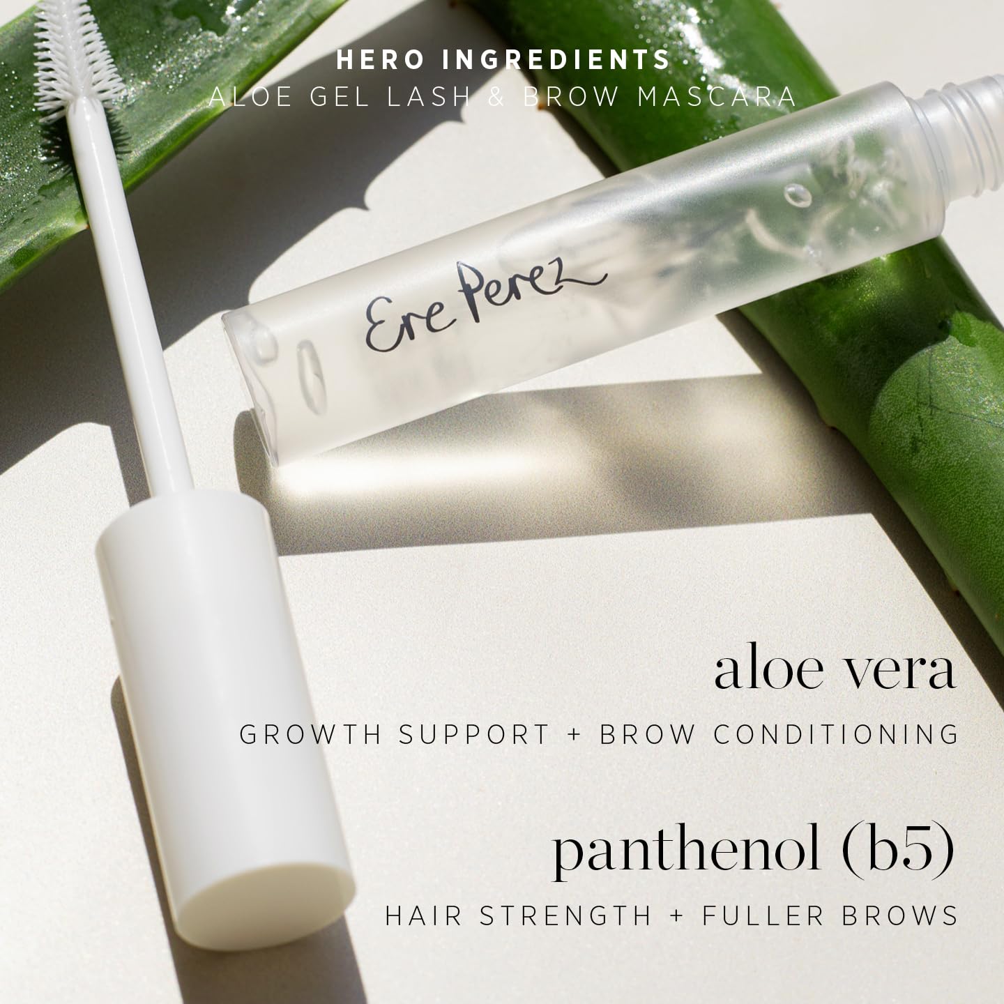 Ere Perez - Natural Aloe Gel Lash + Brow Mascara | Conditions, Lengthens, Defines, Sweat-Proof, Water-Resistant | Aloe Vera, Vitamin B5 | Vegan, Cruelty-Free, Clean Beauty (Clear, 0.35 oz | 10 ml)