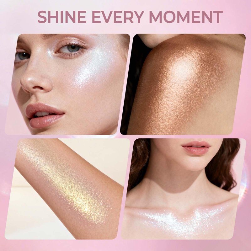 Boko Highlighter Powder Spray, Body Shimmer Spray for Glitter Highlighter Makeup, Glitter High Gloss Powders Body Shimmer Powder for Festival Concert Rave Party Daily Face Sparkle Makeup - Late Autumn