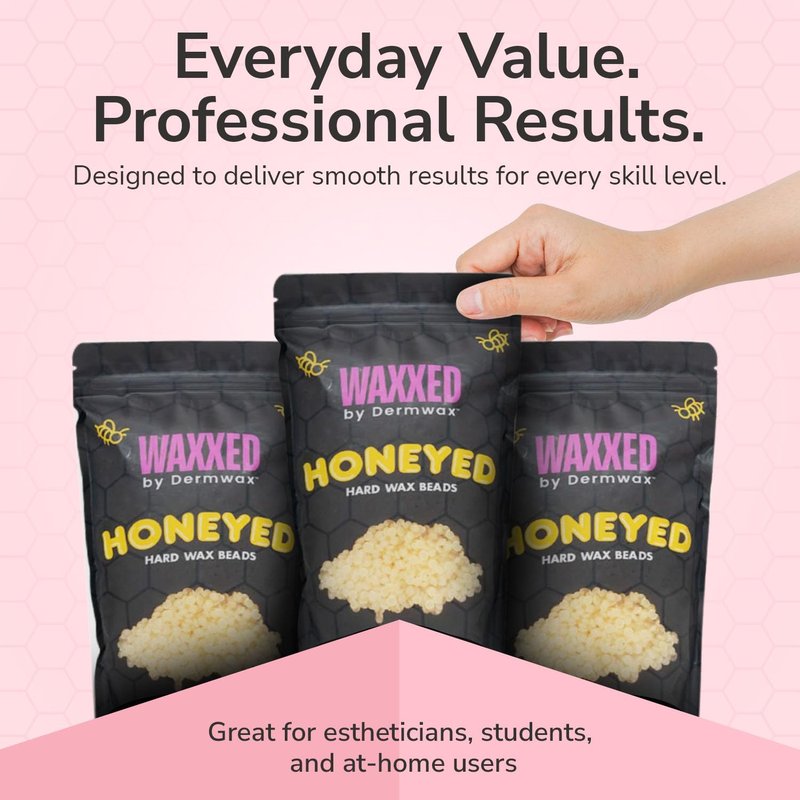 WAXXED Honeyed Hard Wax Beads 2.2LB – Fast Melt Low Temp Wax for Hair Removal – Golden Gel Wax Beads with Smooth Application & Clean Removal – Gentle for Sensitive Skin – Professional Salon & Home Use