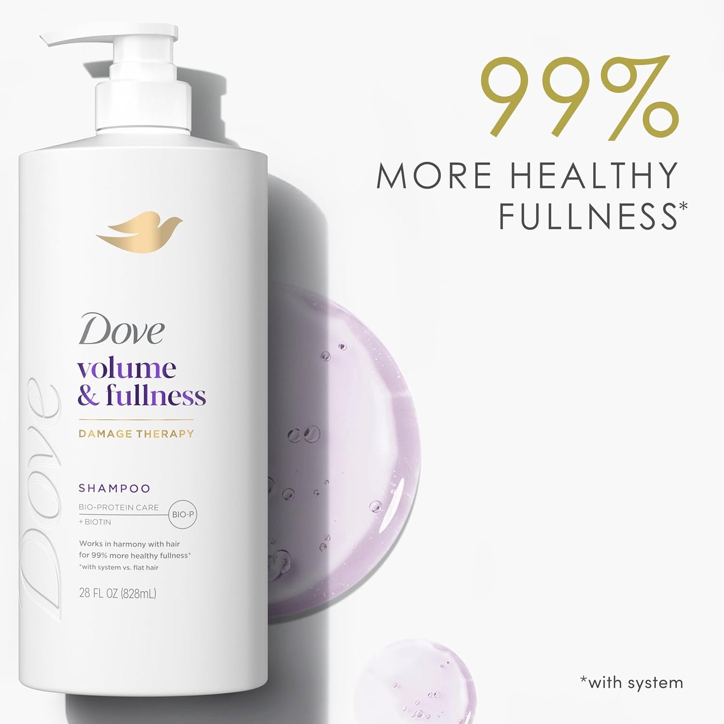 Dove Shampoo for Fine, Thin Hair - Volume & Fullness with Bio-Protein Care Technology | 28 Fl Oz