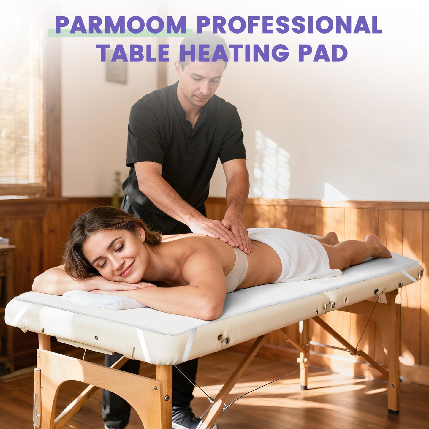 Massage Table Warmer Heating Pad Professional Massage Bed Warmer with 4 Timer, 8 Heat Settings, Overheat Protection for Massage Bed & Spa, Lightweight and Compact for Easy Portability, 30" x 71"