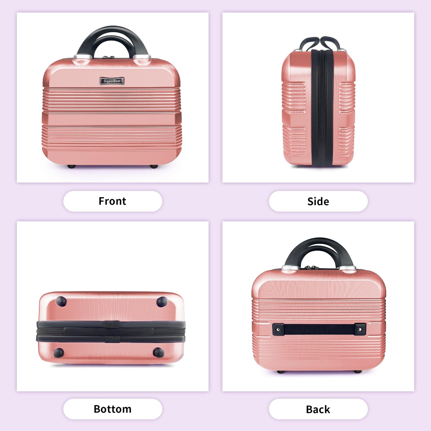 14 Inch Hard Shell Makeup Case, Mini Suitcase Vanity Case, Multi-Purpose Waterproof Hard Shell Cosmetic Case, Travel Cases for Toiletries Portable Makeup Organizer Hand Luggage for Women (Pink)