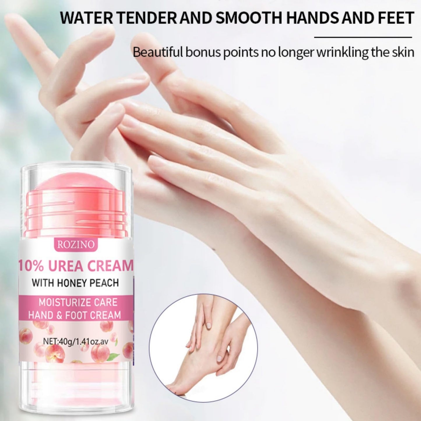 BSMKCL Peach Hand and Foot Cream Stick, Nourishing Foot Balm Moisturizer with Honey Hydrates and Repairs Dry Cracked Feet Hand & Nail Rough Heels and Soothing Skin Care for Women and Men - 1.41oz