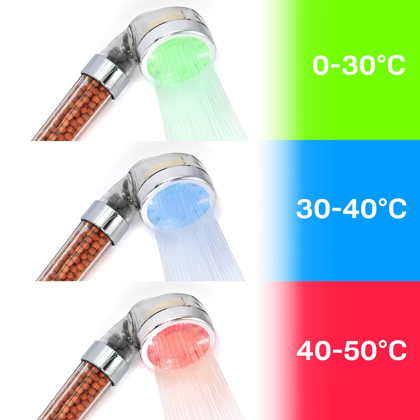 Socila LED Sprayer Head Color Changing for Shampoo Bowl Salon, Spray Head High Pressure Auto Color Changing For Dry & Frizz Hair With Stainless Steel Hose 1/2" to 1/4 Nut