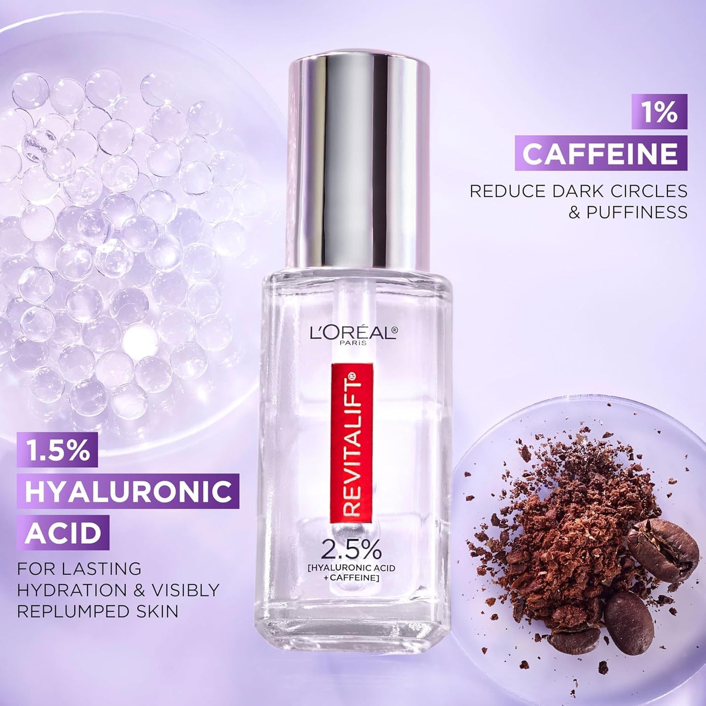 L'Oreal Paris Revitalift Hyaluronic Acid + Caffeine Hydrating Eye Serum + Hyaluronic Acid Water Cream with Ceramides