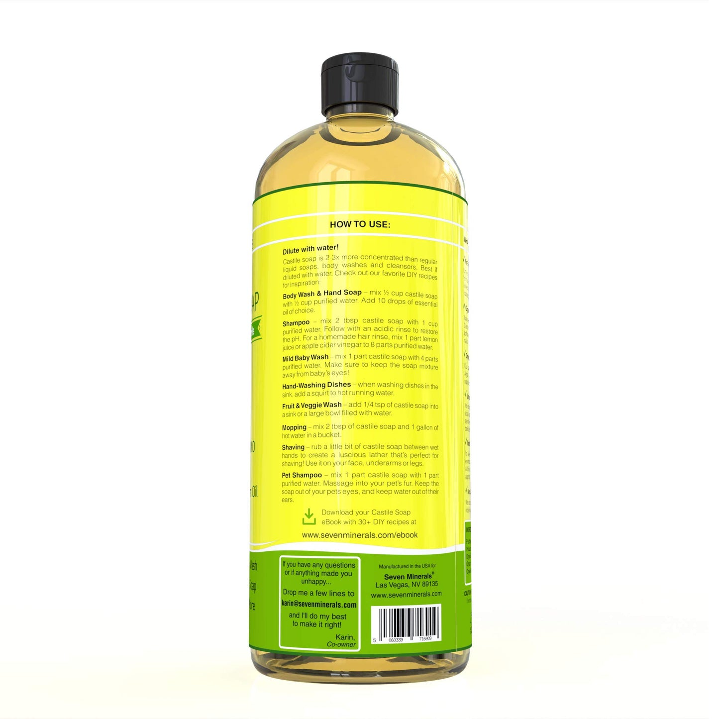 Seven Minerals EWG Verified Castile Soap and Organic Aloe Vera Gel