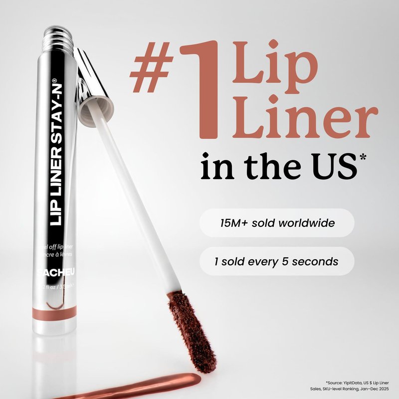 Sacheu Lip Liner STAY-N Peel Off Lip Stain — Long Lasting Waterproof Lip Tint with Hyaluronic Acid & Vitamin E — Transfer Proof Matte Finish, Vegan & Cruelty-Free (nOOHde)