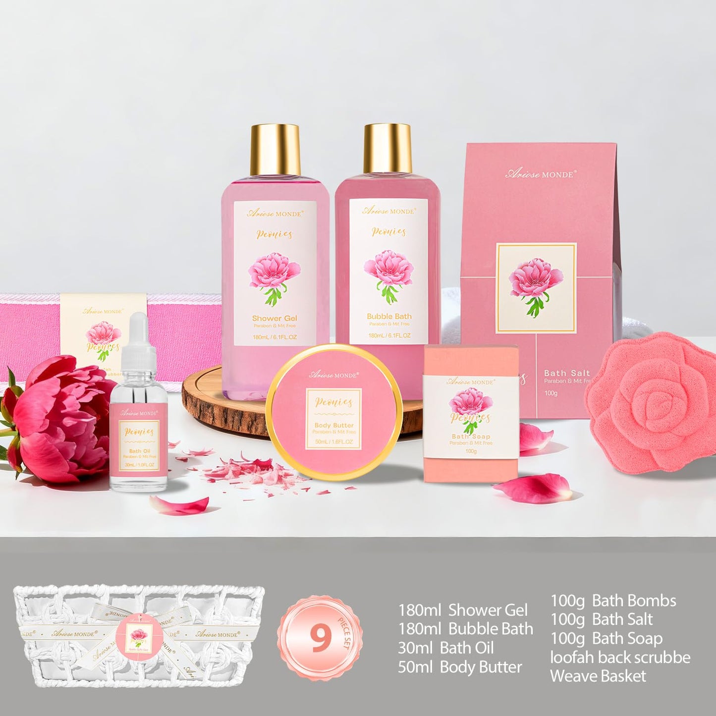 Gift Basket for Women Bath and Body Gift Basket Set for Women, 9pcs Home Spa Set for Self Care, Mothers Day Relaxing Bath Sets Birthday Christmas Gifts for Mom Sister Her Wife