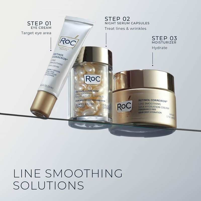 RoC Retinol Correxion Night Serum - Anti-Aging Treatment for Fine Lines & Post-Acne Scars | 30 Capsules, Unscented, 0.35 Fl Oz