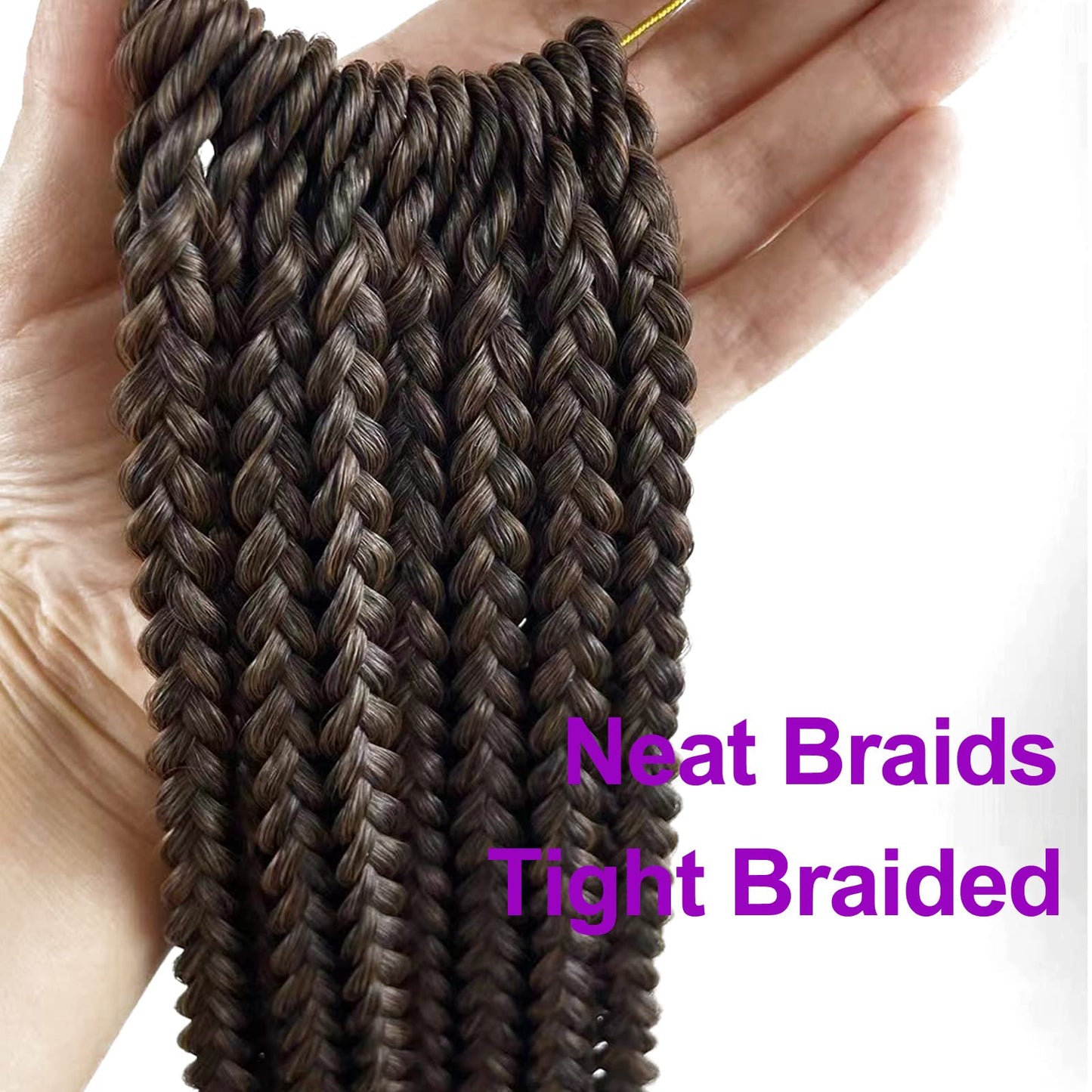 1B/30 Goddess Box Braid Crochet Hair 24 Inch T30 Ombre Brown Crochet Box Braids Pre Looped braid Hair for Black Women Soft 6 Packs 144 Strands Chicmoi (T30, 24 inch 6 pack)