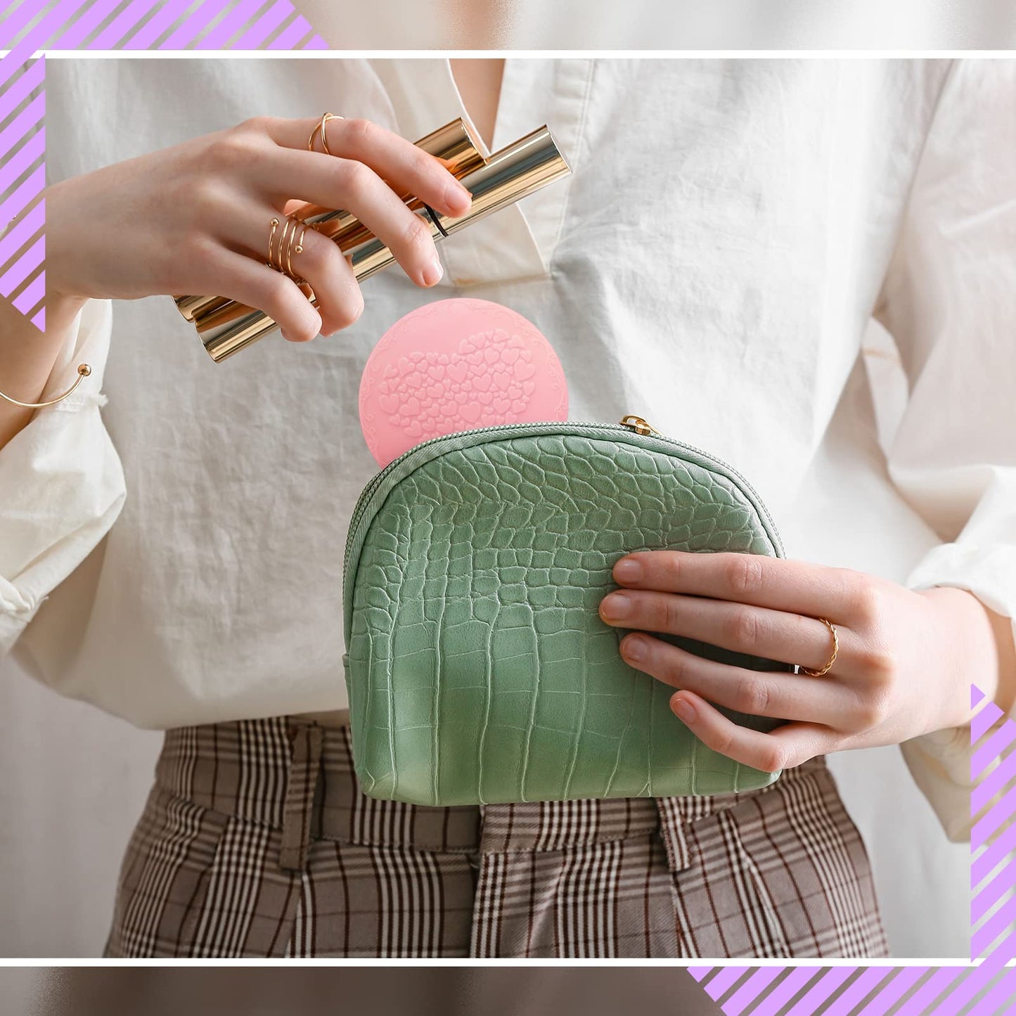 Bucherry 100 Pcs 2.76 Inch 24 Styles Random Pocket Mini Mirror Bulk Portable Round Glass Makeup Purse Small Compact Personal Pocket Mirrors for Women Travel Daily Use Mother‘s Day Gift