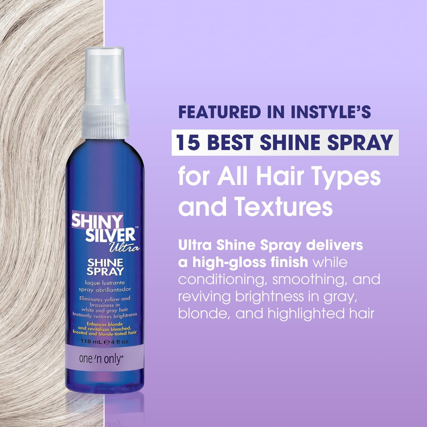 Ultra Shine Spray for Purple Hair - Brightening Gloss with UV & Thermal Protection | 4 oz for Enhanced Color & Damage Repair