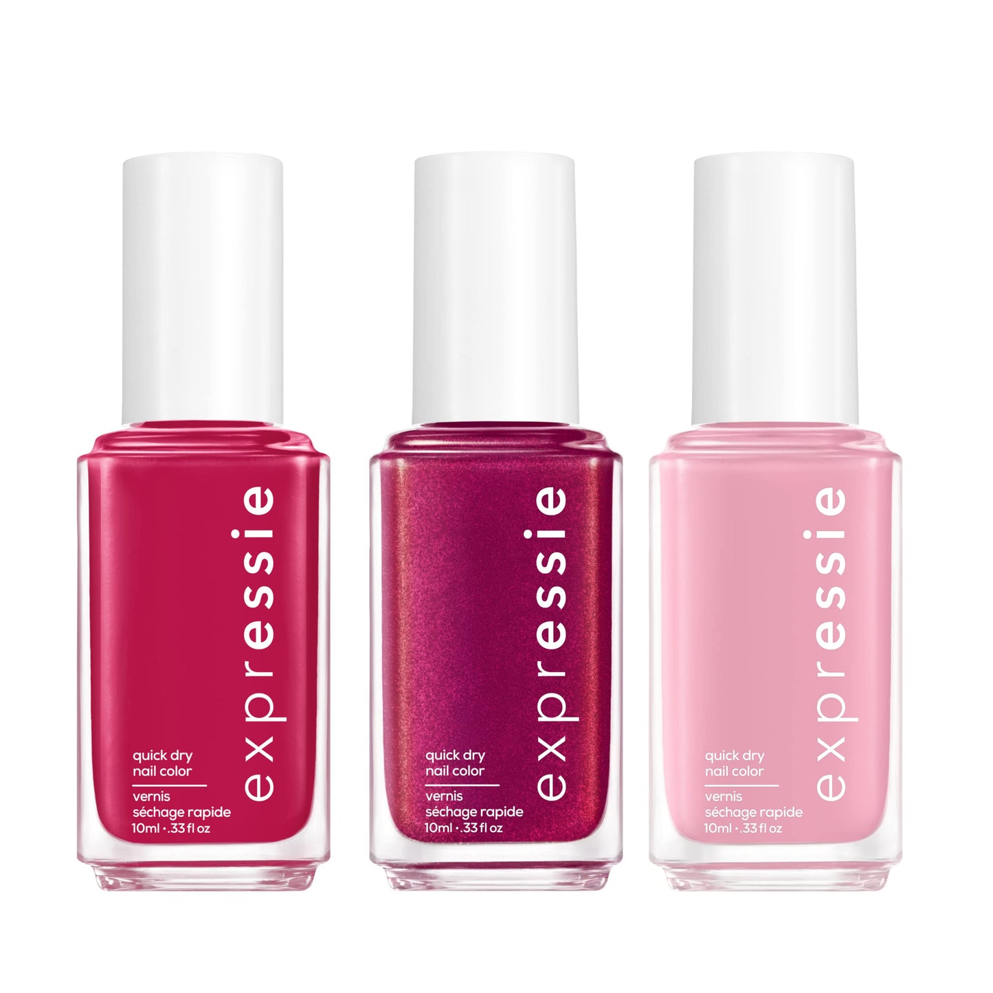 Essie Expressie Quick-Dry Nail Polish Set, Pink Velvet Nails, Pastel Pink, Red, Magenta, 0.33 fl oz each