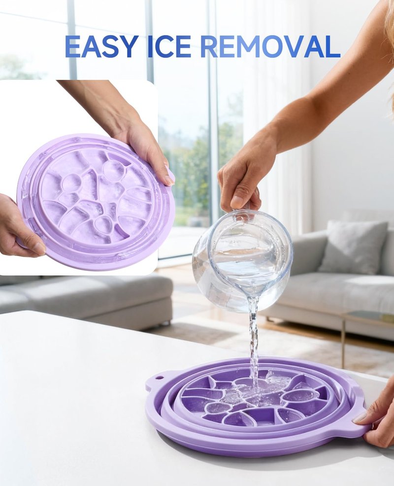 Face Ice Bath Bowl with Built-in Ice Tray, Collapsible Silicone Face Ice Plunge Bowl, Cold Therapy for Skin Tightening, Puffiness Reduction & Acne Relief - Ideal for Home & Travel