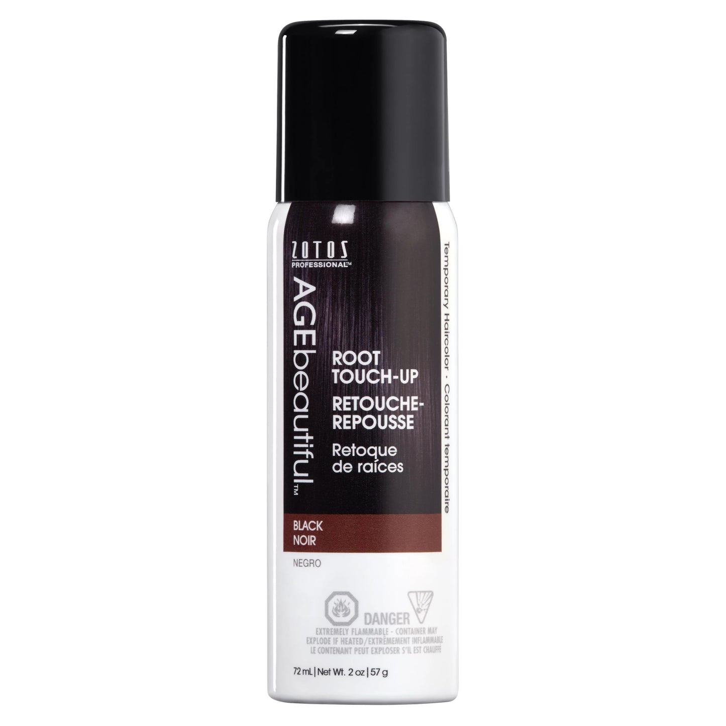 AGE beautiful Root Touch Up Hair Color Spray, Temporary Gray Root Concealer for Roots, Hairline & Thinning Hair, Adds Volume, Water & Sweat Resistant, Black, 2 Fl Oz
