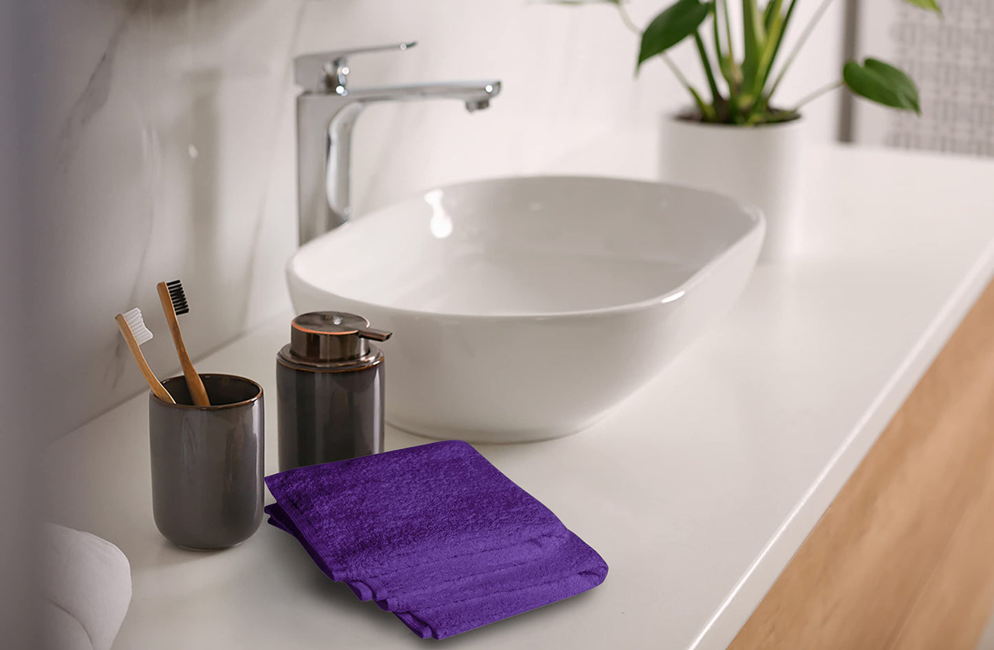 Softolle 100% Cotton Washcloths 24 Pack (12x12 Inches) Soft, Highly Absorbent Washcloth, Face Towels, Wash Cloths for Face, Ring Spun, Bulk Pack (Purple)