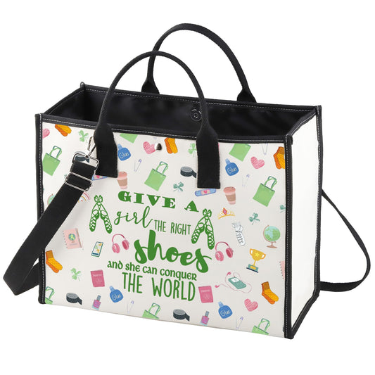 WZMPA Irish Dancer Cosmetic Bag - Dance Teacher Gift - The Right Shoes and She Can Conquer the World - Dancing Makeup Zipper Pouch - Team Gift (Give a Shoes-TB)