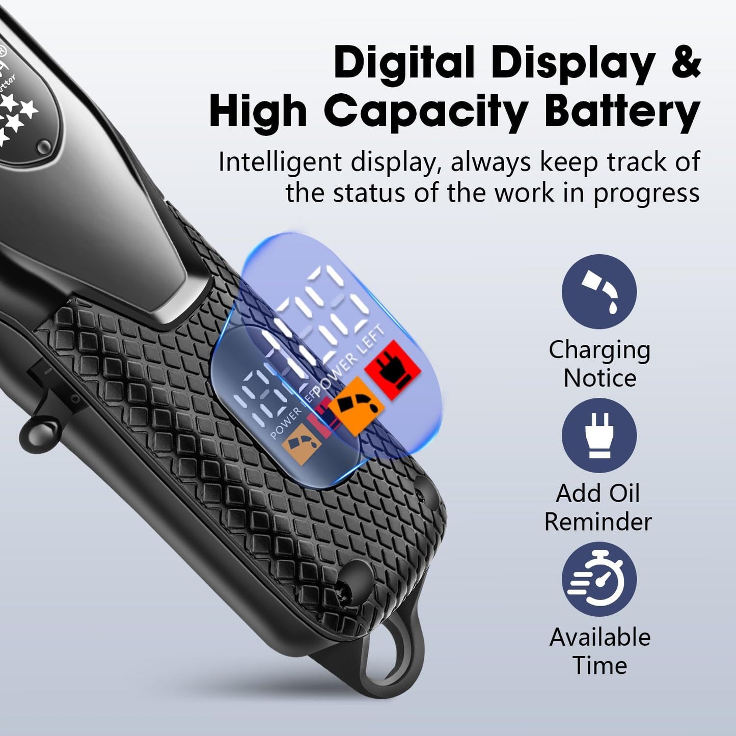 Professional Hair Clippers Set for Men - Cordless Rechargeable Clippers & Trimmers Kit with LED Display | Perfect Barber Haircut Gift