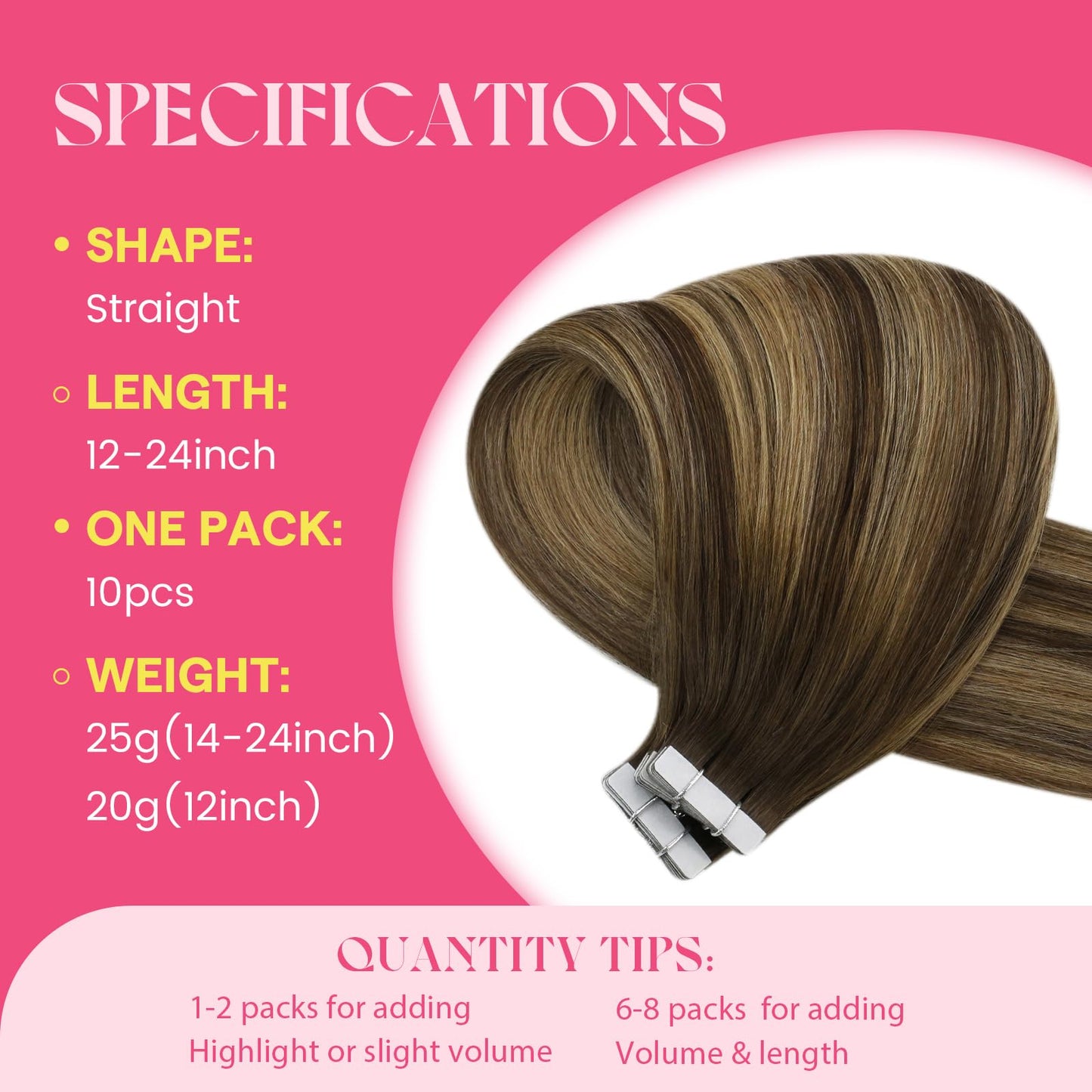 Ve Sunny Human Hair Tape in Extensions 18inch Hair Extensions Tape in Brown mix Blonde Balayage Tape Hair Extensions Real Human Hair Invisible 10Pcs 25G