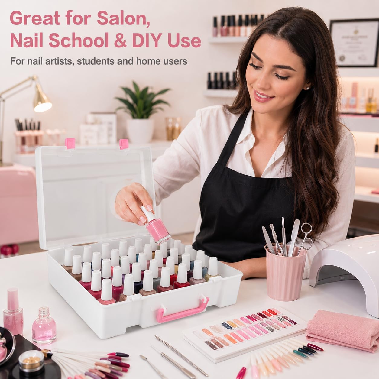 Nail Polish Organizer, 54-Bottle Storage with Separate Sponge Compartment