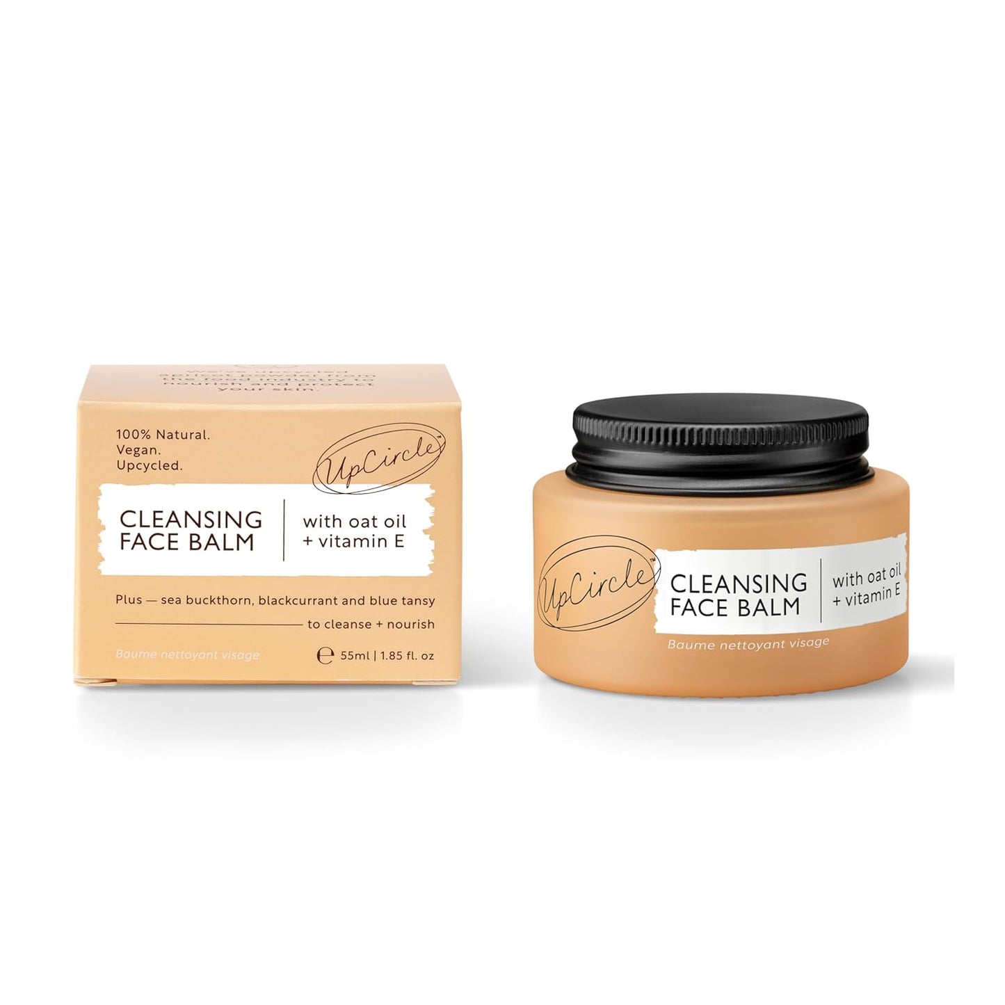 Upcircle Cleansing Face Balm - Natural Makeup Remover with Apricot Oil | 1.7oz Vegan Formula, Sea Buckthorn & Rosemary