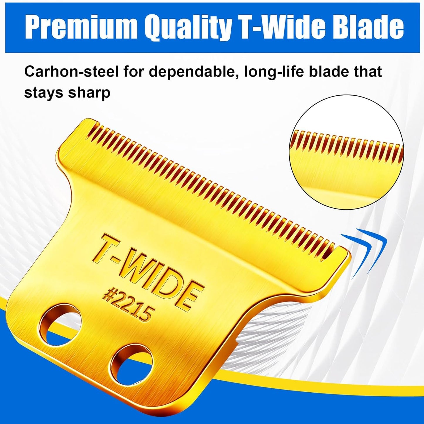 Replacement T Wide Blades for Wahl 5 Star Detailer Li Trimmer | Adjustable Stainless Steel Zero-Gap (2PCS)