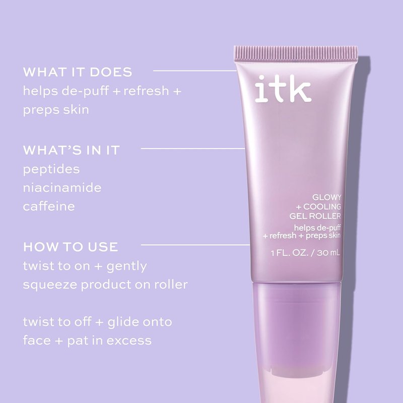 Hydrating Glow Roller Face Serum - Niacinamide & Peptides for Dewy Skin | Preps Skin for Makeup