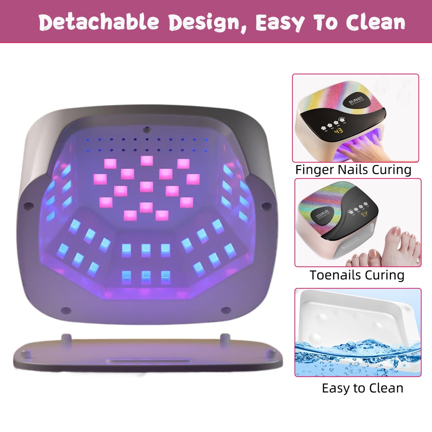 UV Nail Lamp, UV Light for Gel Nails, Professional Nail Dryer with 45pcs Beads, 4 Timers and Automatic Sensor LED Nail Lamp for Home Salon