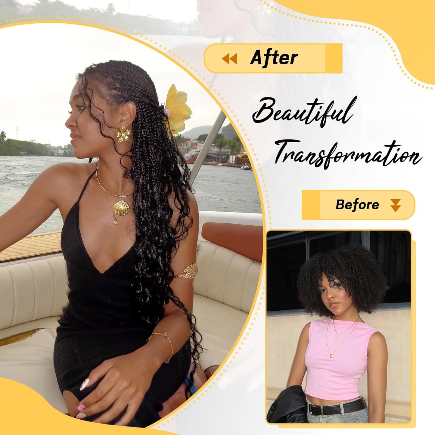 Eacia 20 Inch Water Wave Braiding Hair - 2 Bundles 200g Ginger Curly Extensions for Boho Braids | Micro Twist, No Weft