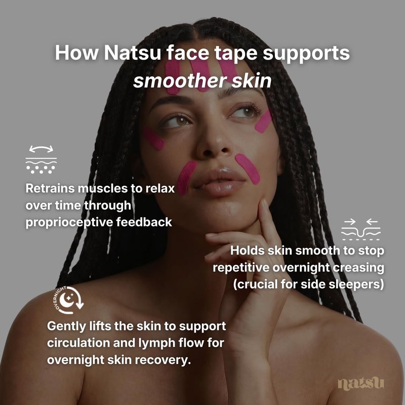 Overnight Anti Wrinkle Patches for Women - Japanese Face Tape for Forehead, Smile Lines - Pre-Cut Kinesiology Face Tape in 2 Sizes - Hypoallergenic, Skin Safe, Latex-Free (Original)