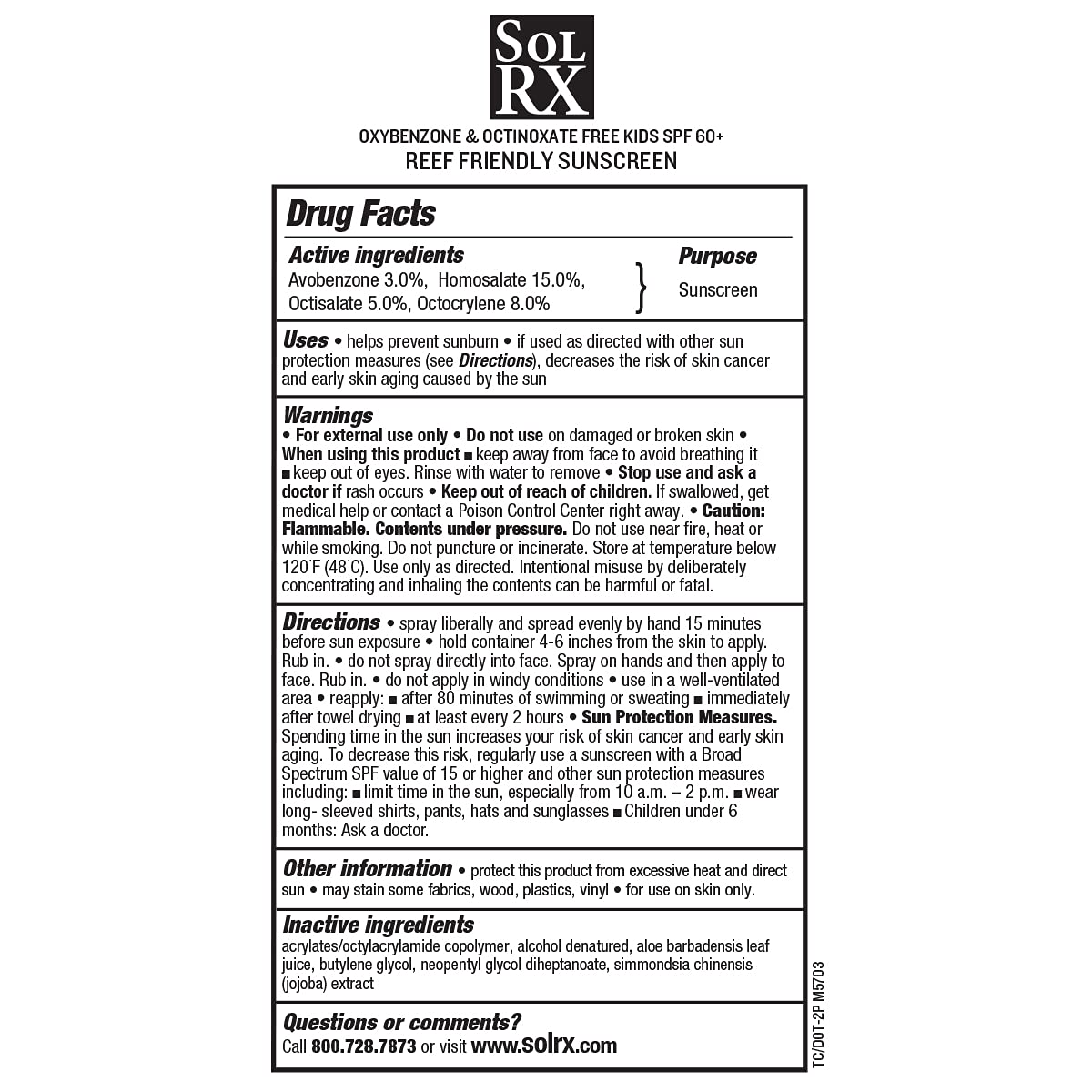 SolRX SPORT KID's SPRAY SPF 60+ Sunscreen Spray SPF60+, Reef Friendly, Broad Spectrum Sunscreen for Face and Body, Oxybenzone Free