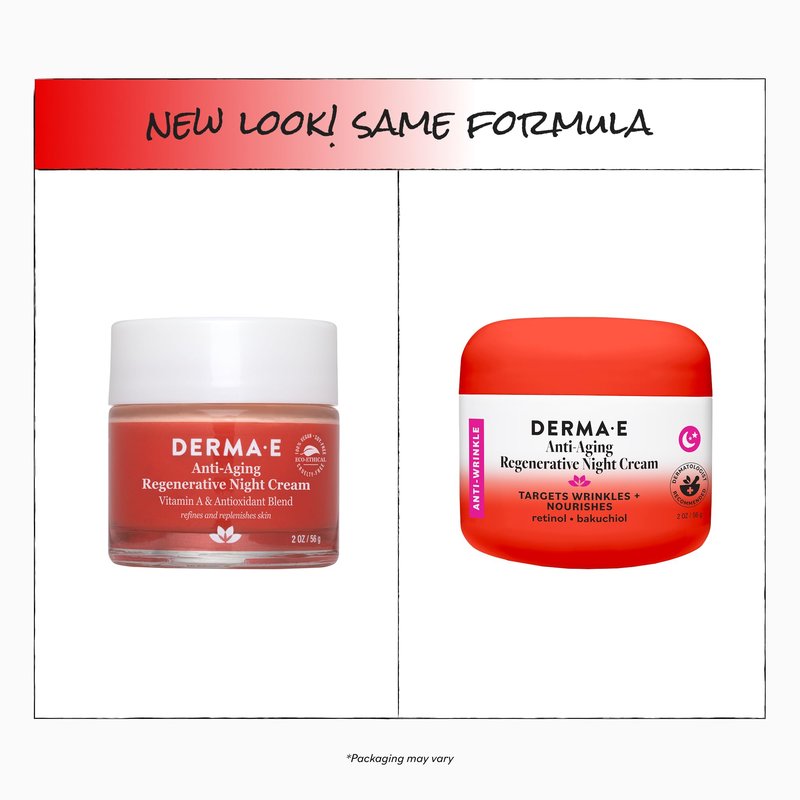 Derma E Anti-Aging Regenerative Night Cream – Firming Astaxanthin Moisturizer For Face – Lightweight Overnight Anti-Wrinkle Cream With Jojoba Oil And Vitamin E, 2 oz