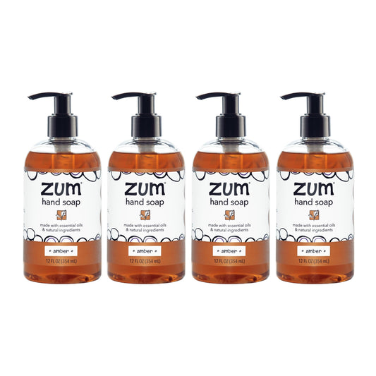 Zum Indigo Wild Hand Soap – Natural Liquid Soap for Bathroom & Kitchen – Amber Scent – 12 oz (4 Pack)