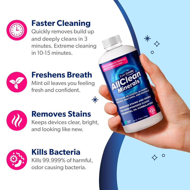 EverSmile AllClean Minerals – Deep Cleaner for Retainers & Aligners | Removes Stains & Odors in 3 Minutes, 300g